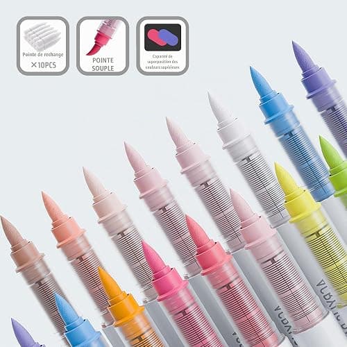 languo Lot de 240 marqueurs de peinture acrylique à pointe pinceau souple avec sac de marqueur, stylos de peinture acrylique pour tissu, bois, pierre, toile, verre, œuf, peinture sur roche, loisirs thumbnail 4