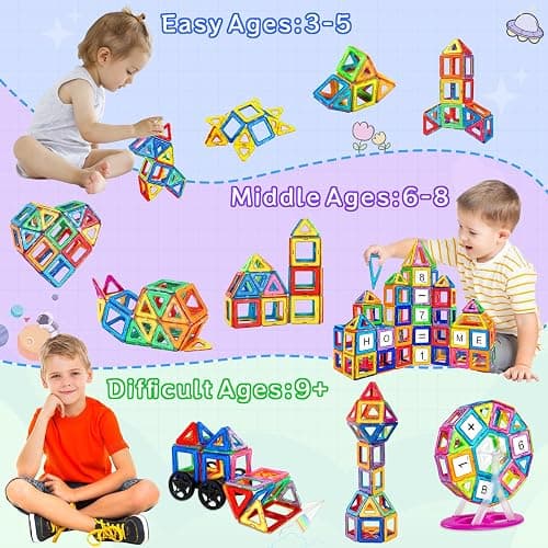 AQXONG 126 Pcs Ensemble de Blocs de Construction Magnétiques, Jouets de Construction magnétiques, Jouets Éducatifs, Cadeau Parfait pour Les Garçons et Les Filles âgés de 3 à 8 Ans thumbnail 4