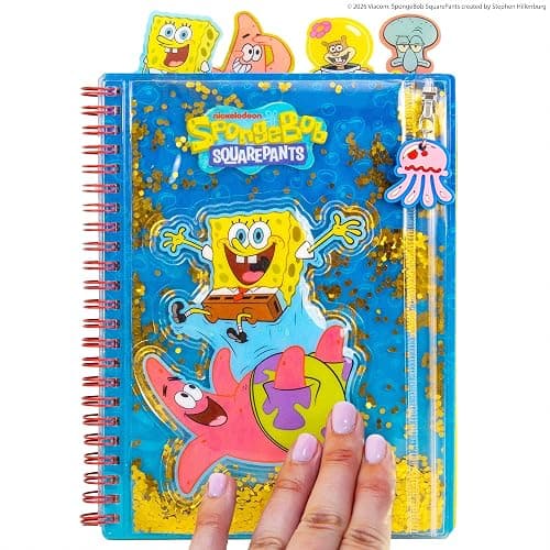 SpongeBob SquarePants™ Squishy Tab Journal, 6 x 8 in. Fidget Notebook With Interactive Tactile Liquid Cover, 4 Tab Dividers, 80 Lined Sheets, Great SpongeBob School Supplies or Office Stationery - Image 1