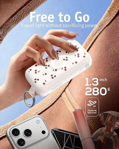 RORRY Flow Portable Charger, 10000mAh 40W Fast Charging Power Bank with Built-in USB C Cable and Foldable Wall Plug, Battery Pack Travel Essentials for iPhone 17/16/15, Apple Watch, iPad, MacBook thumbnail 3