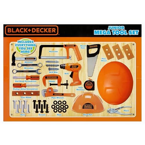 BLACK+DECKER Junior Kids Tool Set - Mega Tool Set with 42 Tools & Accessories! Role Play Tools for Toddlers Boys & Girls Ages 3 Years Old and Above, Includes Helmet! (58505) thumbnail 2