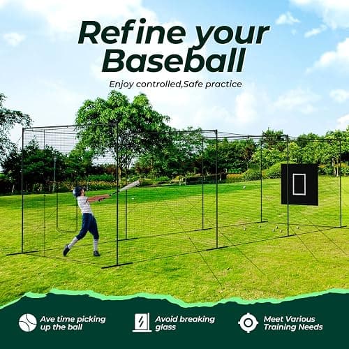 EnjoyColor Pro 40FT Batting Cage Net and Frame, 40 Foot Baseball and Softball Batting Cages with Pitching Machine Hole for Backyard, Black thumbnail 2