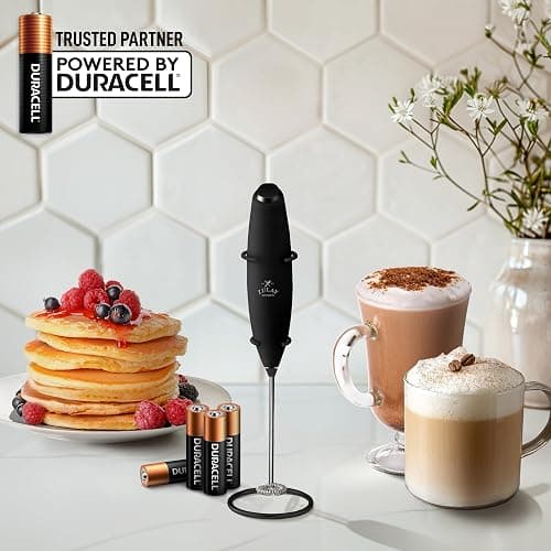 Zulay Kitchen Powerful Milk Frother Wand With 4 AA Duracell Batteries - Ultra Fast Handheld Drink Mixer - Electric Whisk Foam Maker for Coffee, Lattes, Cappuccino, Matcha & Creamer thumbnail 2