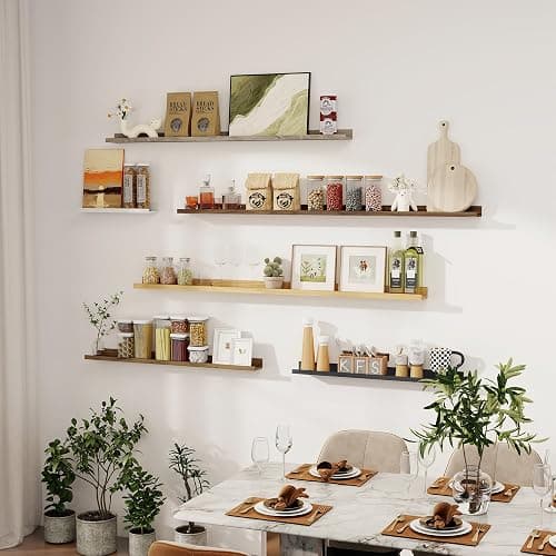 Axeman Floating Shelves for Wall - 24 Inch Picture Ledge Shelf Set of 2 - Rustic Picture Shelf for Wall with Ledge - Walnut Floating Shelves with Lip - Photo Ledge Shelves for Pictures Nursery Books thumbnail 7