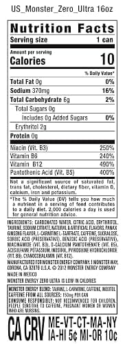 Monster Energy Zero Ultra, Sugar Free Energy Drink, 16 Ounce (Pack of 12) thumbnail 2