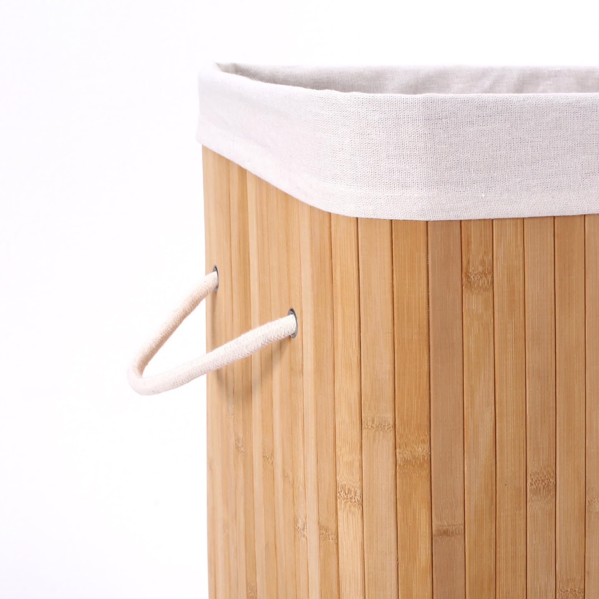 Sherwood Home Rectangular Collapsible Bamboo Folding Laundry Basket Washing Bin Hamper Cotton Handles, Breathable Liner, Lightweight and Durable Ideal for Bathroom & Home Organization - 40 x 30 x 60CM thumbnail 4