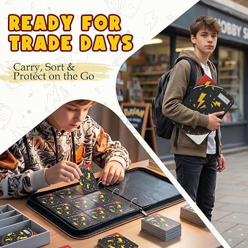 Card Binder for Pokemon Cards, 9 Pocket Trading Card Binder Holds 900 Cards with 50 Removable Sleeves, 3 Ring Zipper Card Holder Album Book Case for TCG, MTG, Sports Cards Collection, Boys Girls thumbnail 6
