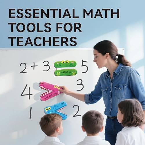 Dotimo 5 Pcs Magnetic Math Symbols, Greater Than Less Than Alligator Signs for Math Problem Solving, 1st Grade Math Manipulatives for School Classroom (5 Magnetic Math Signs) thumbnail 3