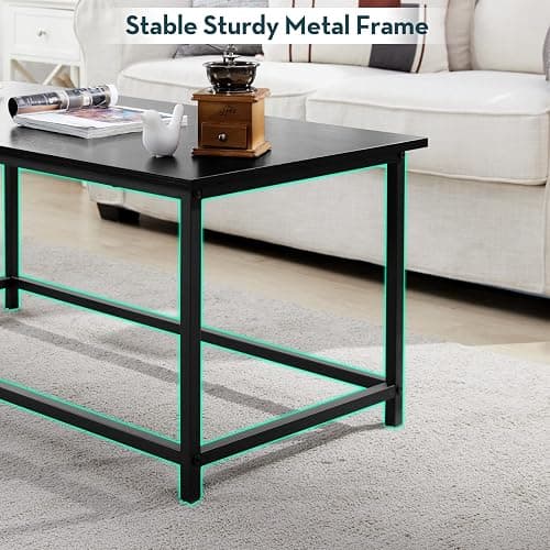 SAYGOER Black Coffee Table Simple Modern Rectangular Center Table Open Space Minimalist for Living Room Home Office Industrial Cocktail Tables, Easy Assembly, 39.37 x 19.69 x 17.72 - Black Large - 39.3"D x 19.7"W thumbnail 4