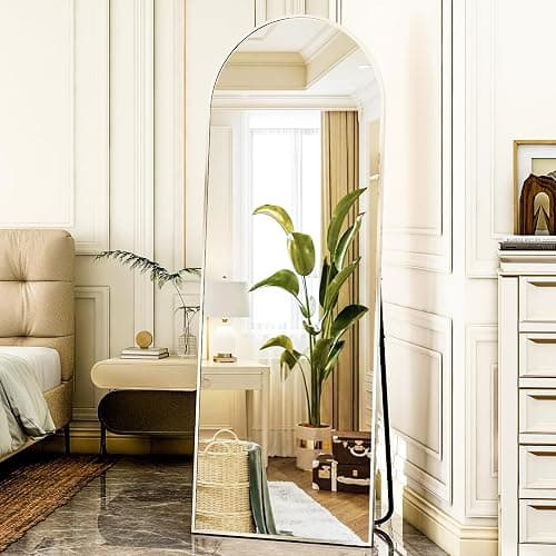 HARRITPURE 64"x21" Arched Full Length Mirror Free Standing Floor Mirrors Leaning Hanging Mounted Mirror Aluminum Frame Modern Home Decor for Living Room Bedroom Cloakroom,Silver thumbnail 7