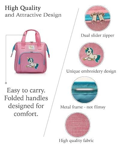 HappyVk- Baby Doll Diaper Bag with Changing Pad- Doll Accessories - Unicorn | Realistic, Spacious & Comfortably Designed for Pretend Play, Reborn Doll Care Organizer for Travel, Playdates & Gift Giving thumbnail 4