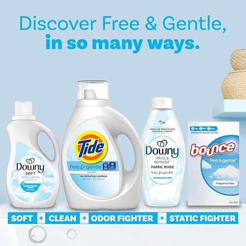 Tide Free & Gentle Liquid Laundry Detergent, 100 Loads, 132 fl oz, Tide Laundry Detergent, Clean Laundry Detergent - 132 Fl Oz (Pack of 1) - Free & Gentle thumbnail 9
