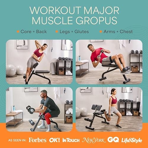 LifePro SculptTrainer Roman Chair with 330 lb Capacity — Incline Adjustable Hyperextension Bench for All-in-One Body Workout — Foldable Home Gym Back Extension Machine for Glutes, Core & Lower Back thumbnail 4