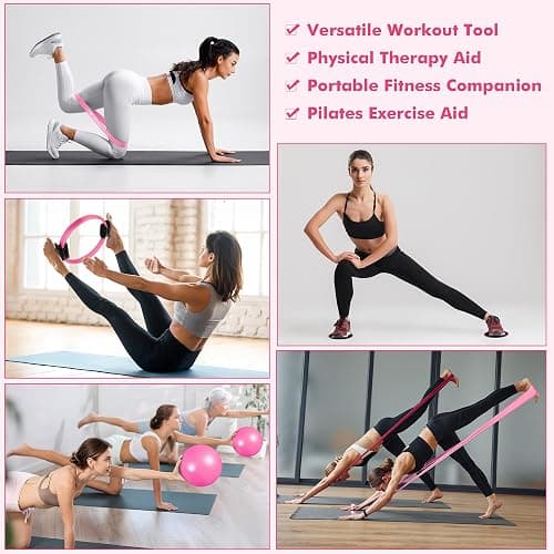Goocrun Pilates Ring Set with Resistance Bands Set, Pilates Ball, Sliding Disks – Workout Equipment Home Gym Includes Complete Fitness Poster thumbnail 6