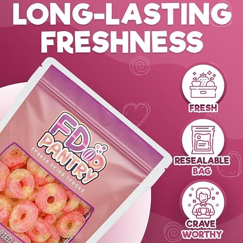 Freeze Dried Peach Rings Candy - Crunchy & Sweet, Large 7 oz Resealable Bag for Freshness, Gift & Snack - Large bag Freeze-Dried Gummy Candies thumbnail 7