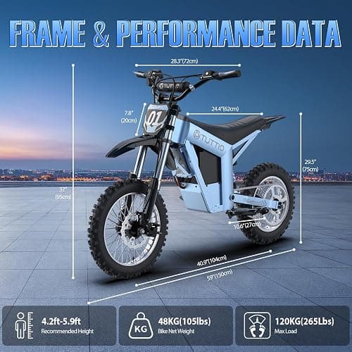 Tuttio Soleil01 GB Electric Dirt Bike, 2026 Upgrade E-Dirt Bike 37MPH Fast Electric Bike with 48V 21Ah Battery, 3 Speeds, 3000W Peak Off-Road Ebike for Adults Teens Boys Girls thumbnail 5
