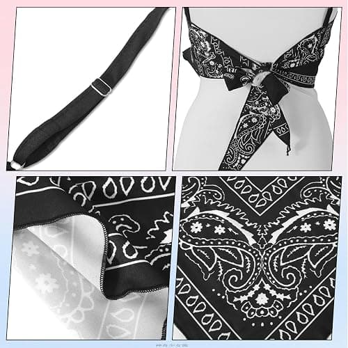 Geyoga 3 Pcs Women's Paisley Print Tube Tops, Tie Back French Knot Hanky Hem Cami Tank Top, Handkerchief Cropped Top thumbnail 5