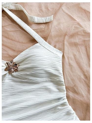 SOLY HUX Girl's Summer Ruched Halter Top Metal Decor Tie Back Sleeveless Tank Cute Vacation Tops thumbnail 4