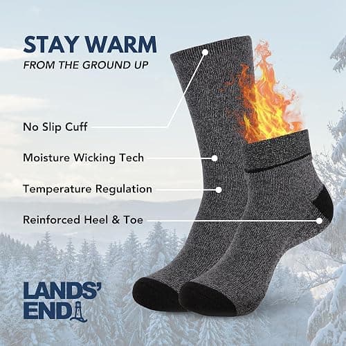 Lands' End Thermal Underwear for Men 3 Pc. Set – Warm Long Johns for Men Base Layer Long Sleeve Shirt, Pants & Socks thumbnail 5