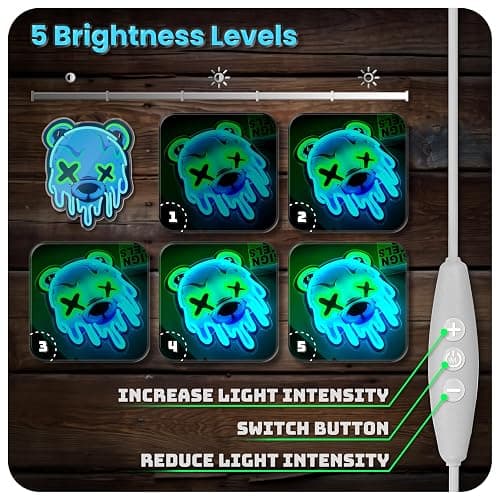 Ice Bear Neon Sign, Cool Led Sign for Wall Decor - Usb Powered, Adjustable Brightness Anime Bear Led Light for Bedroom, Bar, Pub, Party, Man Cave Decor, Unique Gift for Teenage Boys thumbnail 4