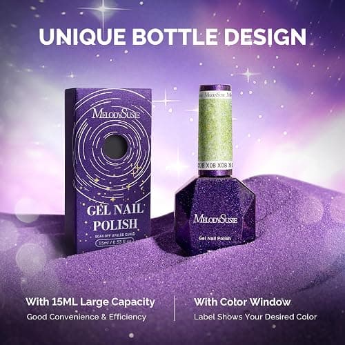 MelodySusie Galaliver Green Glitter Gel Nail Polish, 15ML Sparkly Bright Green Shimmer Gel Polish Soak Off UV LED Cured Long Lasting Gift for Women DIY Nail Design Nail Art Manicure X08 thumbnail 6