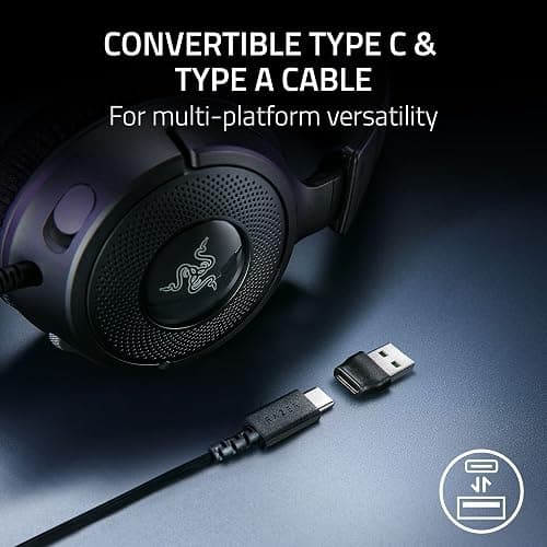 Razer Kraken V4 X Wired Gaming Headset: 40 mm Drivers - Cardioid Mic - Memory Foam Cushions - Chroma RGB Lighting - Type C & Type A Cable - for PC, Mac, PS5, Nintendo Switch, Steam Deck, Smartphone thumbnail 6