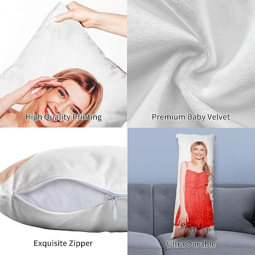 Easycosy Custom Body Pillow with Picture & Text 20"x54", Two-Sides Photo Pillowcase, Personalized Soft Skin-Friendly Long Pillow Cover with Photo, Custom Love Keepsake Gifts (No Pillow Insert) thumbnail 5