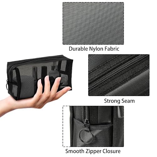 Unoutur pouch,Mesh Cosmetic Bag Portable Makeup Pouch Travel Toiletry Bag for Makeup Organizer Home Office Travel Accessories,6 Pieces Mesh Makeu thumbnail 4