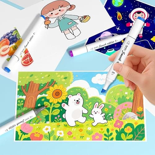 HaPi.Pen Alcohol Markers, 48 Colors Dual Tip Art Coloring Markers for Adult Coloring Books, Drawing, Sketching, Painting Supplies, Alcohol Based with Carrying Case thumbnail 2