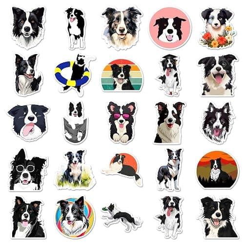 OTYSLIU Border Collie Sticker 50 Pcs Cute Dog Party Favors Puppy Stickers for Food Bowls Doghouse Decals Waterproof thumbnail 2
