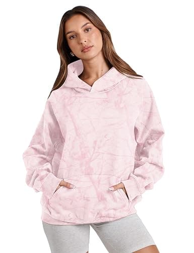 TERIVEEK Women Camo Hoodies Oversized Maple Leaf Fleece Hooded Sweatshirt Long Sleeve Fall Trendy Pullover Hoodie with Pocket thumbnail 4