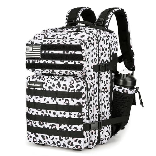 Lovelinks21 25L Tactical Backpack Military Tactical Backpack for Men and Women Small Assault Pack Outdoor Travel Hiking Camping Rucksack with Molle Webbing (White Leopard) - Image 1