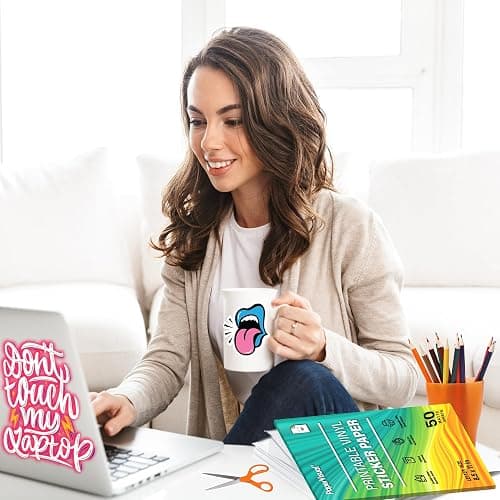Premium Printable Vinyl Sticker Paper for Inkjet and Laser Printer - 50 White Matte Sticker Paper Waterproof - Excellent Adhesion Paper 8.5 x 11, Fast Dry, Holds Ink Well, Great for Cutting Machines thumbnail 7