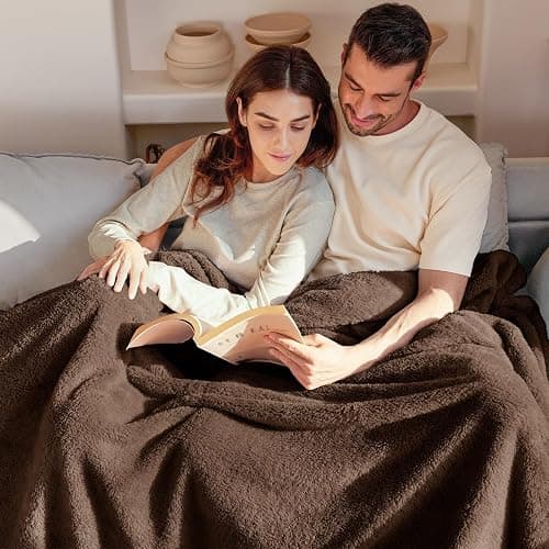 Exclusivo Mezcla Soft Fleece Throw Blanket for Couch, Super Soft Velvet Plush Fleece Blankets, Fuzzy Cozy and Warm for Winter, 50x60 Inches, Coffee thumbnail 5