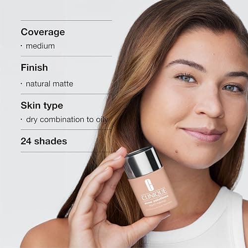 Clinique Acne Solutions Liquid Foundation Makeup With Salicylic Acid For Dry Combination to Oily Skin Types | Medium Coverage, Natural Matte Finish thumbnail 5