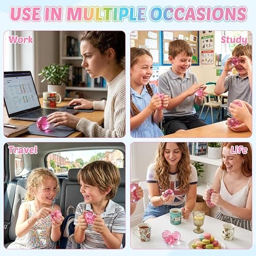 Coconut Oil Squishy Balls, Slow Rising Squeeze Balls Stress Relief Fidget Toys (Pink) thumbnail 7