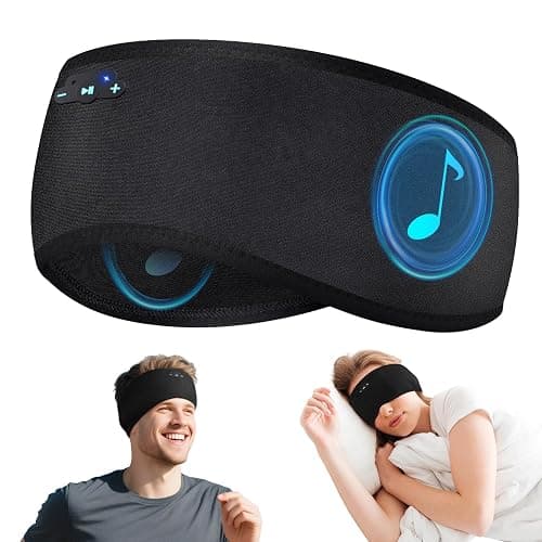 Sleep Headphones Bluetooth 6.0 Headband, 20Hr Headband Headphones with HD Stereo Speakers, Sports Wireless Earphones for Side Sleepers Workout Yoga Travel Meditation, Gifts for Women Men,Black - Image 1