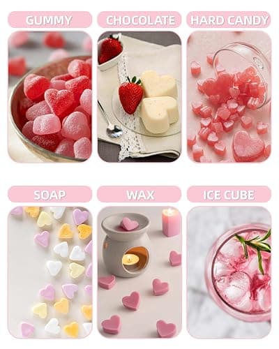 Heart Silicone Gummy Molds 2 Pack with 2 Droppers, Mini Heart Chocolate Mold, Non-Stick Food Grade Ice Cube Tray for Hard Candy, Homemade treats, Soap, Jelly (Pink) thumbnail 7