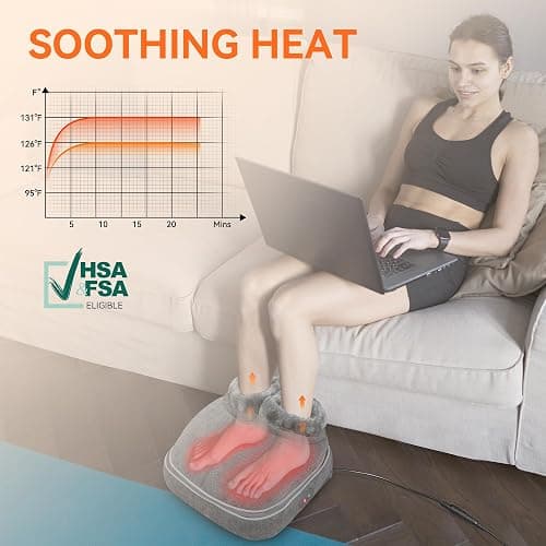 Snailax Shiatsu Foot Massager with Heat, Electrick Foot Massager Machine for Neuropathy, Plantar Fasciitis, Feet Warmers for Women,Men, Foot Heater Under Desk, Size 13 thumbnail 4