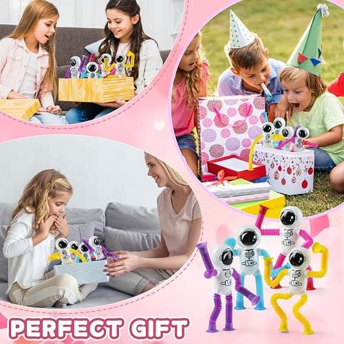 Astronaut Sensory Toys,Chirstmas Gifts for Grandkids Toddlers,4Pcs Suction Autism Toy Pop Tube Fidget Toys,Autistic Busy Travel Toys Chirstmas Stocking Stuffers thumbnail 7