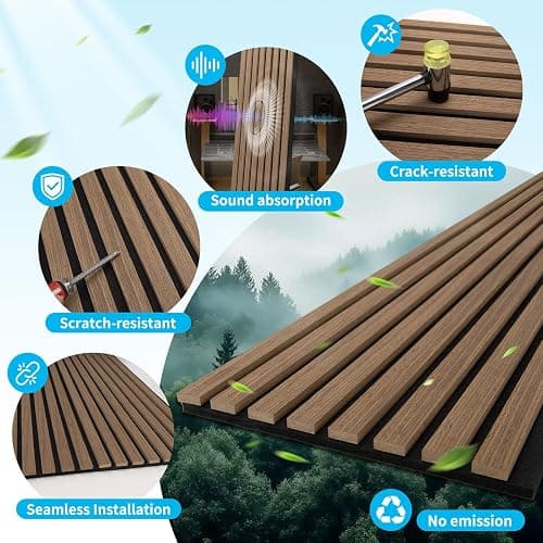 Art3d Wood Panels for Wall Acoustic 4-Pack 94.5x12.8 Inch - Interior Soundproof Solution for Office, Recording Studio, Gaming Room, Meeting Room, Living Room Wall Decor, Walnut thumbnail 3