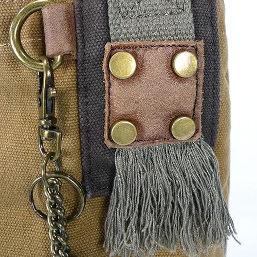 Canvas Patchwork Cross-body BROWN Messenger Bag (Metal Dragonfly +Teal Flowers) thumbnail 6