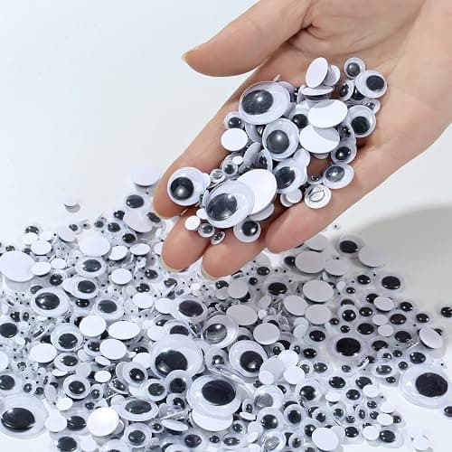 Bflaae 764pcs Black Wiggle Googly Eyes Self Adhesive, 4mm 6mm 8mm 10mm 12mm 15mm 20mm Large and Small Googly Eyes for Crafts thumbnail 4
