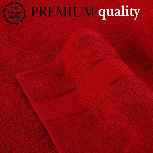 CRAFTBERRY Luxury Bath Towels Set -100% Cotton- 2 Bath, 2 Hand & 2 Washcloths - Premium, Large, Thick, Fluffy, Absorbent, Quick Dry, Soft & Plush - 6 Piece Luxury Bathroom Towels - Red thumbnail 3
