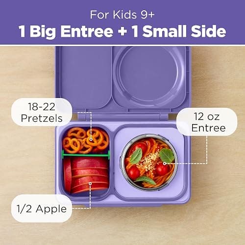 Omie OmieBox UP bento Box for Kids | Insulated Lunch Box | Leak Proof Vacuum Insulated Thermal Food jar | Cooler ice Pack | 2 Compartments (Galaxy Purple) thumbnail 5