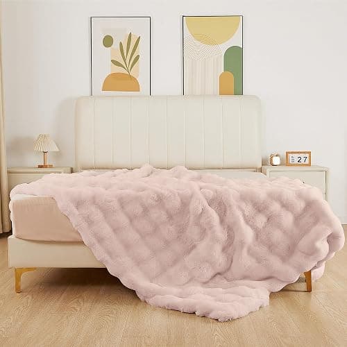 ORINOVA Pink Fluffy Double Sided Blanket for Couch Living Room Faux Fur 50x60 Fuzzy Throw No Shed Blanket for Bed Soft Furry Bed Cozy Comforter Home Decor Gifts 860 GSM thumbnail 3