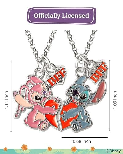 Disney Lilo & Stitch BFF Necklace Set of 2 16"+3" Official License, Best Friends Necklaces with Angel & Stitch Pendant, Licensed thumbnail 5