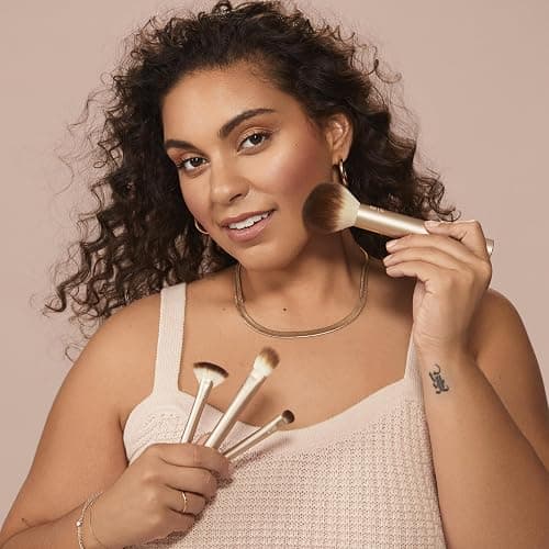 REAL TECHNIQUES Au Naturale Makeup Brush Kit, For Foundation, Powders, and Concealers, Premium Quality Face Brushes, 9 Piece Set, Gold thumbnail 5