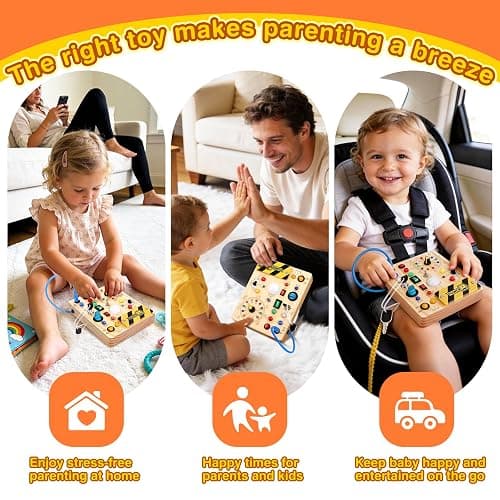Grarain Busy Board for Toddlers - Montessori Educational Toy for 1-3 Year Old Boys & Girls | Travel-Friendly Sensory Learning Activity | Ideal for Kids with Autism(Clocks Busy Board) thumbnail 6