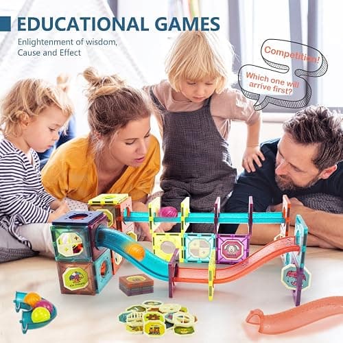 LTKFFFdp Magnetic Building Blocks STEM Educational Toys for Kids Ages 4-12, Ball Track and 3D Stacking Construction Set thumbnail 5